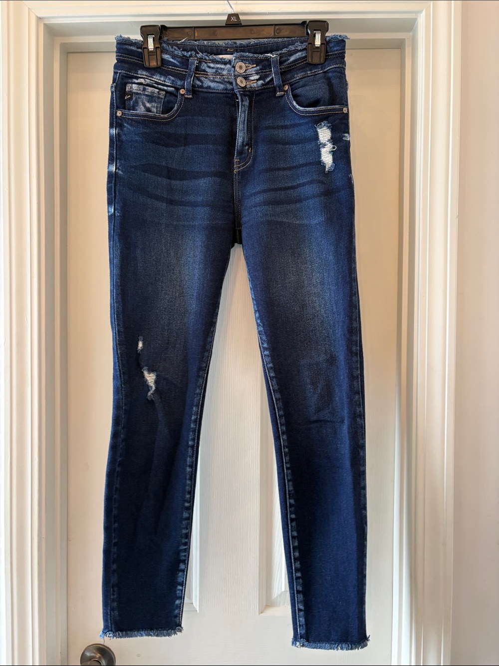 KanCan Dark Blue Distressed High-Rise Skinny Jeans size 27
